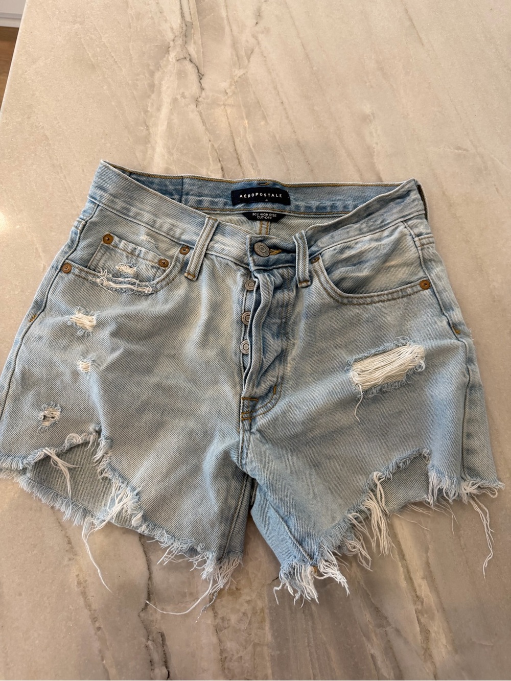 Aeropostale Light Blue Distressed Denim Shorts